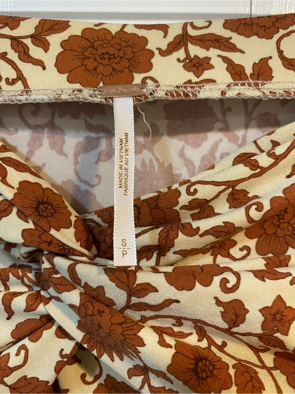 Free People Cream and Rust Floral Wrap Sarong